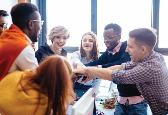 a group of people gathered around a table