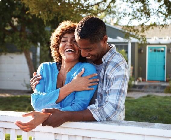 a man and a woman embracing