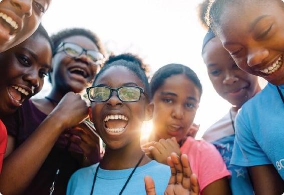 a group of people smiling