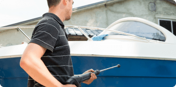 Man working on a boat