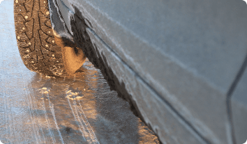 a car sliding on an icy road