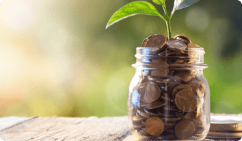 coins saved up in a jar