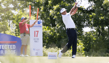 a golfer taking a swing