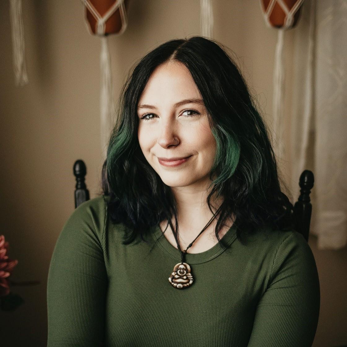 a woman with long hair