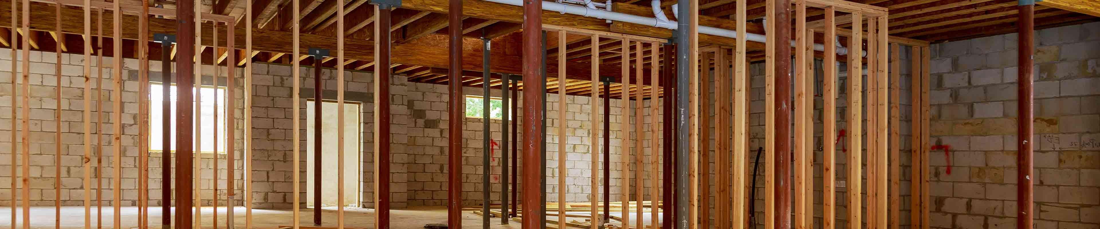 A newly-constructed basement that needs to be waterproofed.