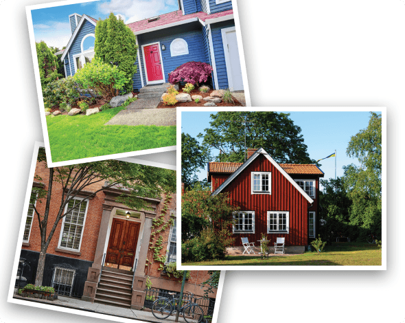 a collage of different style homes