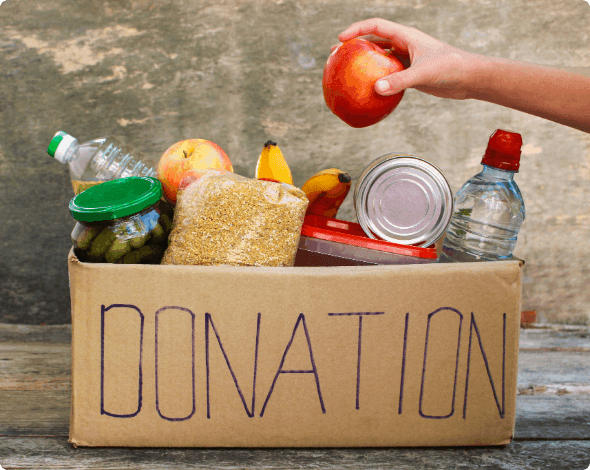 Donation box full of food.