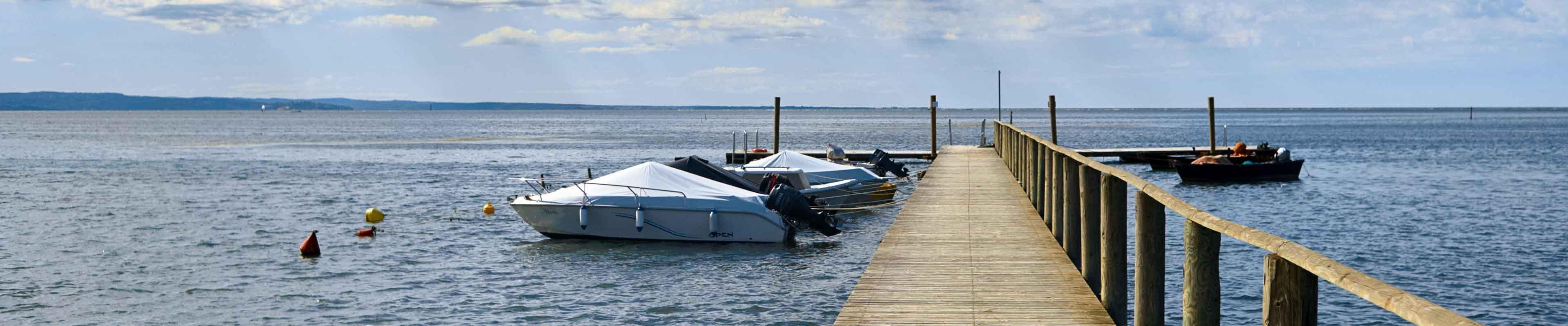 boats moored to a pier