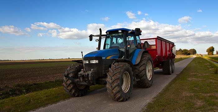 a tractor on a road